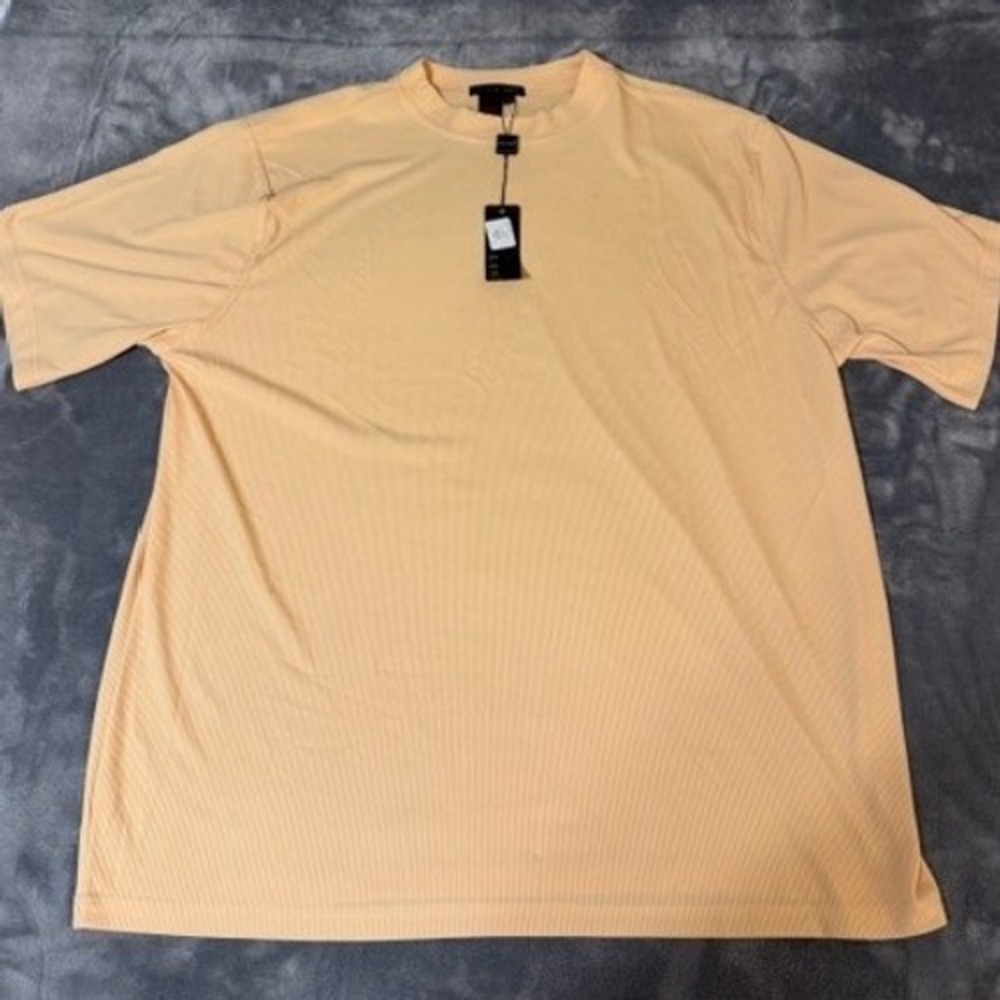 Tulliano Men's Melon Ribbed Knit Crew Neck T Shirt Size 2X Polyester Spandex